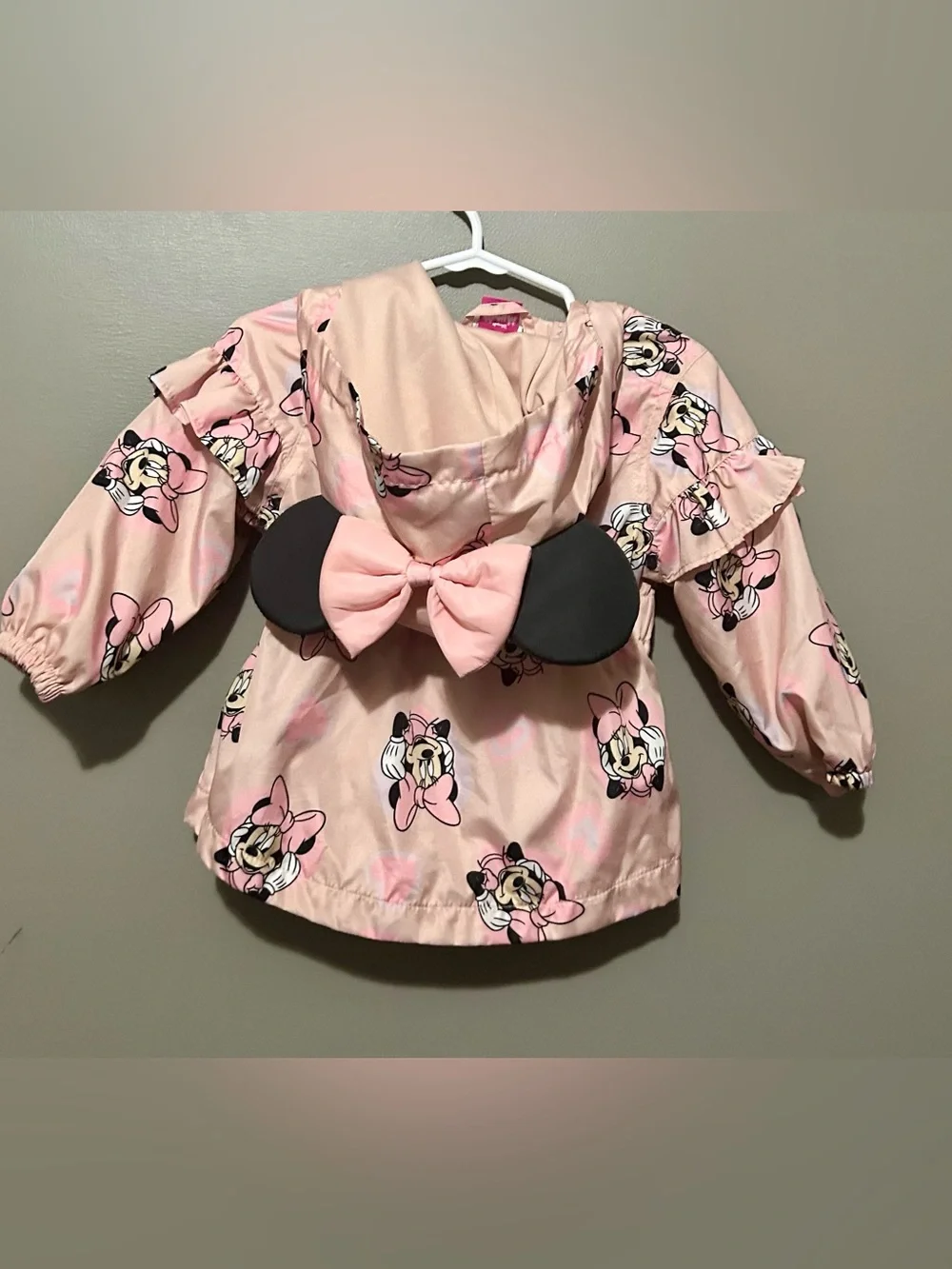 Disney Pink Minnie Mouse Hooded Raincoat with Bow Ears